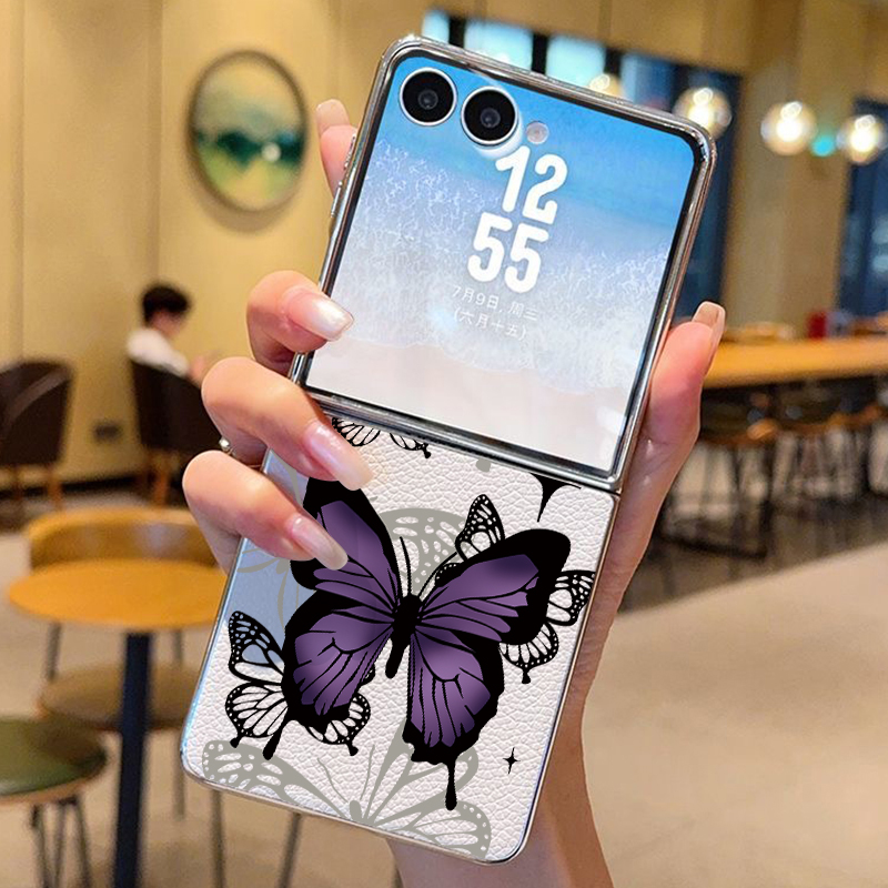 Flip Leather Case - Fioletowe etui na telefon z PU