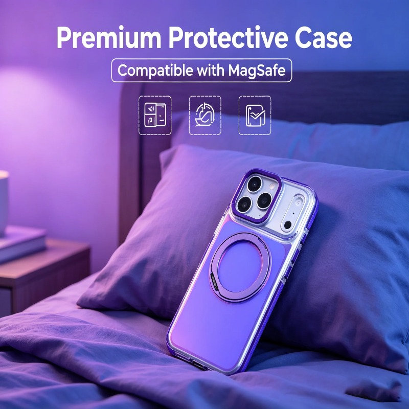 Ring Stand Case - Luksusowe etui magnetyczne z gradientem laserowym