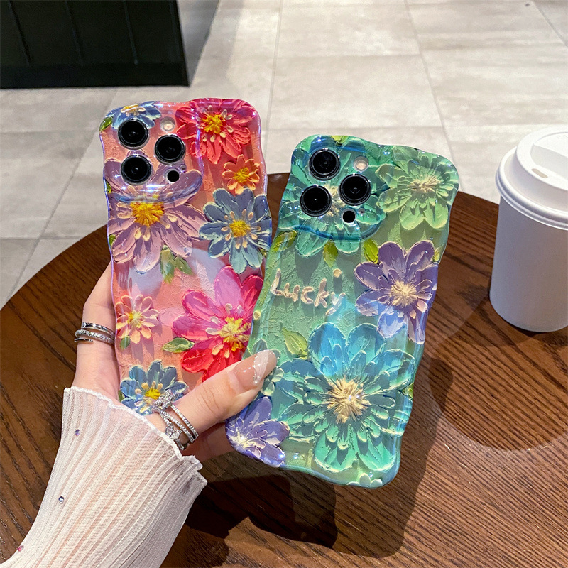 Phone Cases Art - Retro Niebieskie Światło Obraz Olejny Kwiaty